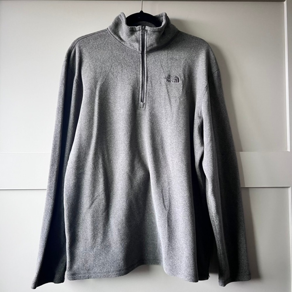 The North Face Fleece Pullover Mens Large Grey 1/4 Zip TKA 100 Microfleece